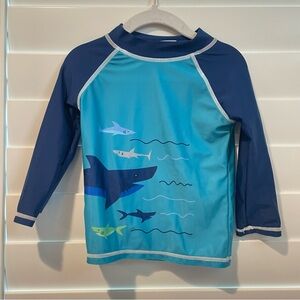 Flap Happy Shark Print Rash Guard Blue Size 2T